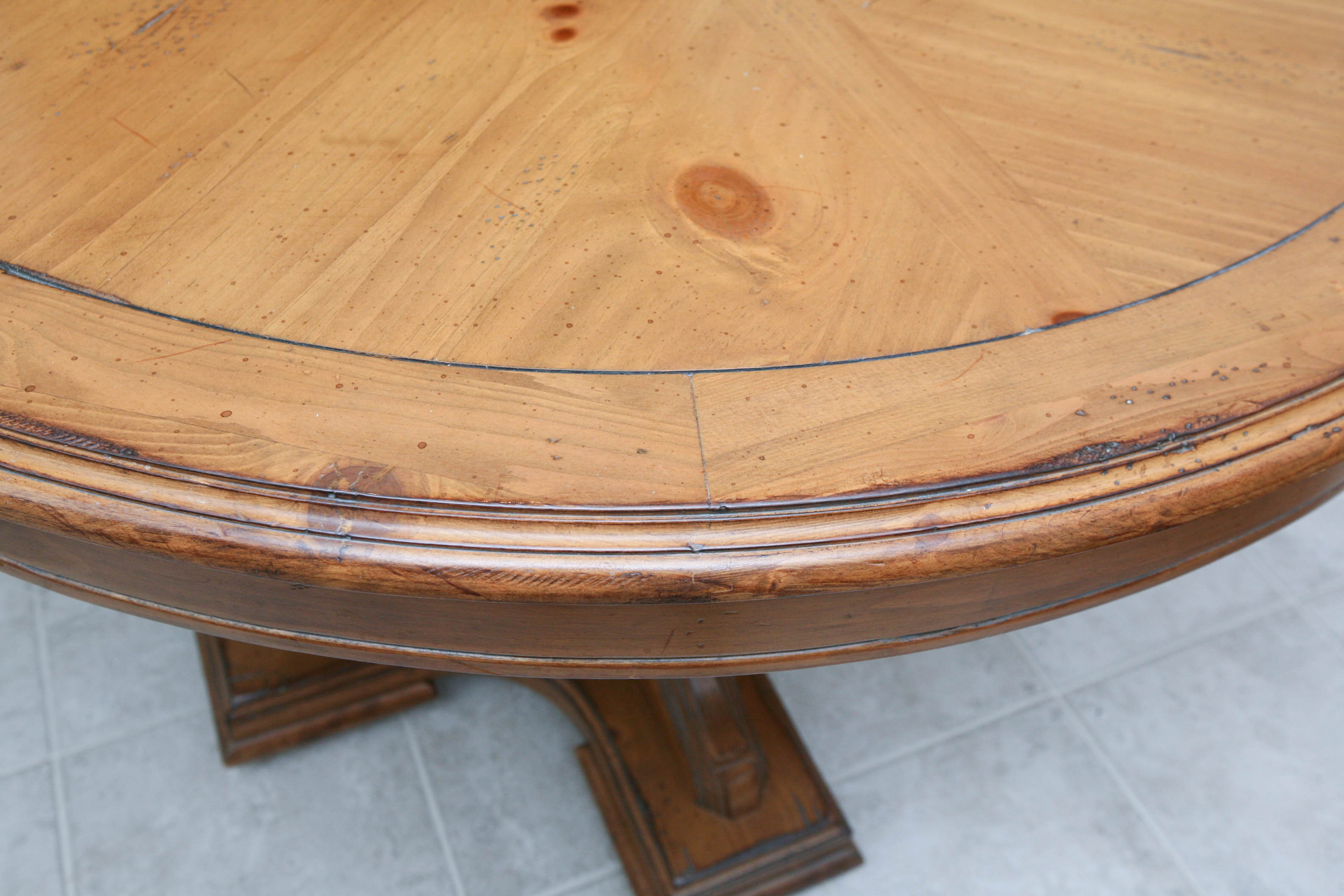 Round Wooden French Country Dining Table with Leaf EBTH